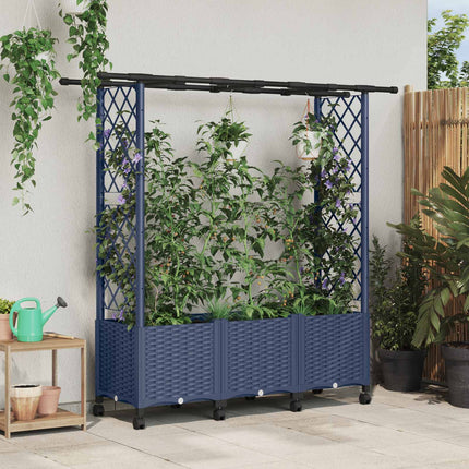 Hævet Bed med Trellis og Tag Grå 162,5 x 40 x 142 cm PP