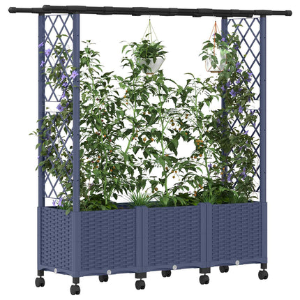 Hævet Bed med Trellis og Tag Grå 162,5 x 40 x 142 cm PP