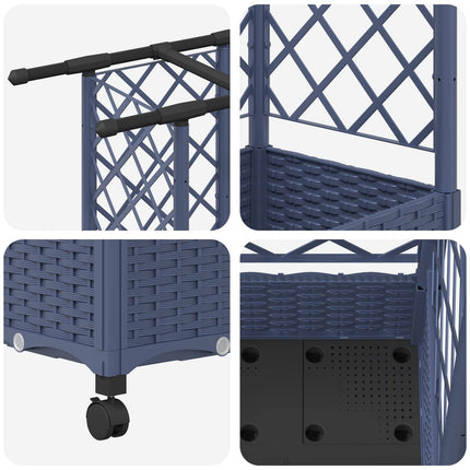 Hævet Bed med Trellis og Tag Grå 164 x 40 x 127 cm PP