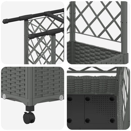 Hævet Bed med Trellis og Tag Lysegrå 164 x 40 x 127 cm PP