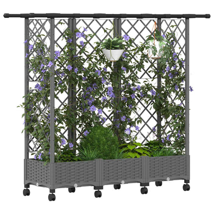 Hævet Bed med Trellis og Tag Lysegrå 164 x 40 x 127 cm PP
