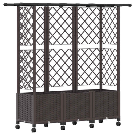 Hævet Bed med Trellis og Tag Brun 163,5 x 40 x 142 cm PP