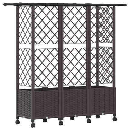 Hævet Bed med Trellis og Tag Brun 163,5 x 40 x 142 cm PP