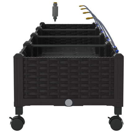 Havekrukke med vanding og hjul 4 stk. Sort 160 x 40 x 28 cm PP
