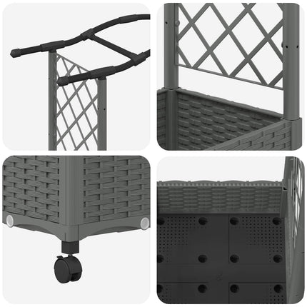 Hævet Bed med Trellis og Tag Lysegrå 207 x 40 x 129 cm PP