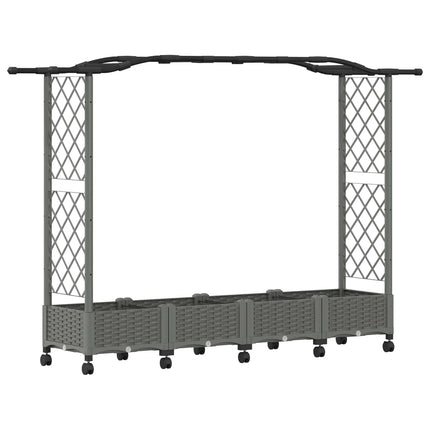 Hævet Bed med Trellis og Tag Lysegrå 207 x 40 x 129 cm PP
