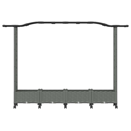 Hævet Bed med Trellis og Tag Lysegrå 207 x 40 x 129 cm PP