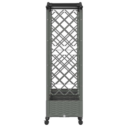 Hævet Bed med Trellis og Tag Lysegrå 207 x 40 x 129 cm PP