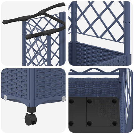 Hævet Bed med Trellis og Tag Grå 203,5 x 40 x 129 cm PP