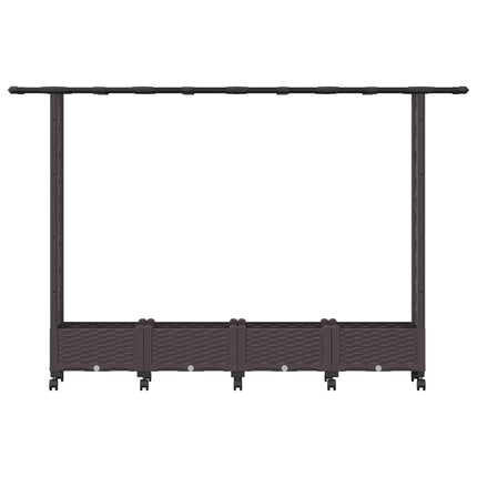 Hævet Bed med Trellis og Tag Brun 203 x 40 x 127 cm PP