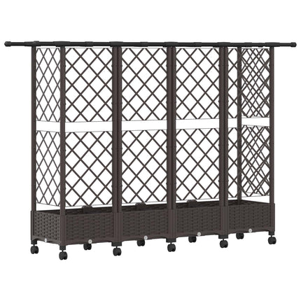 Hævet Bed med Trellis og Tag Brun 202,5 x 40 x 127 cm PP