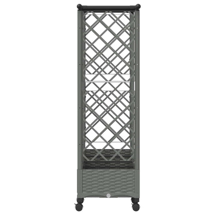 Hævet Bed med Trellis og Tag Lysegrå 202,5 x 40 x 127 cm PP