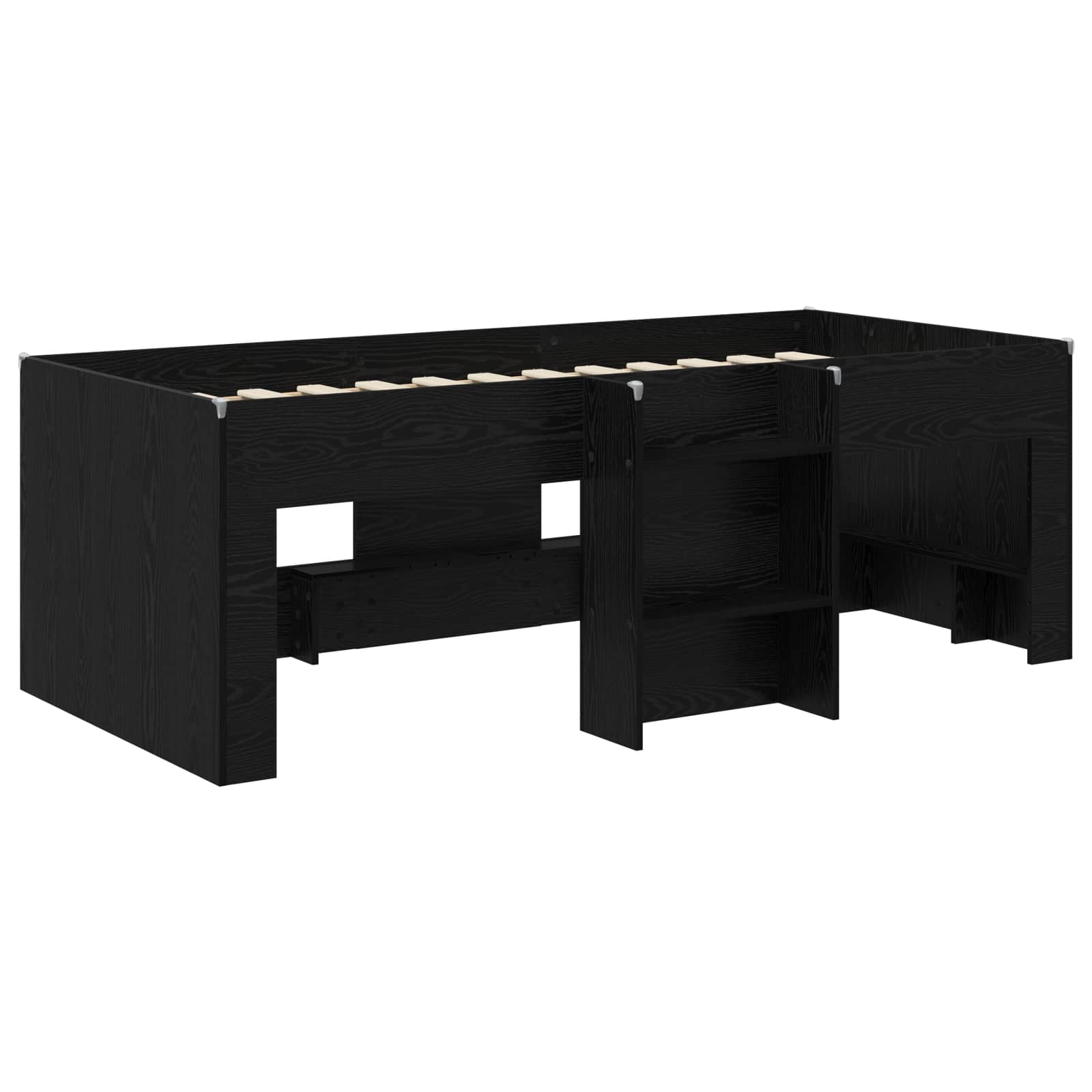 Børns høje sengestel 2 pcs Sort eg 90 x 200 cm Konstrueret træ