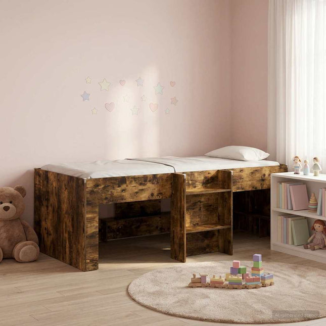 Børns høje sengestel 2 pcs Røget eg 90 x 200 cm Konstrueret træ