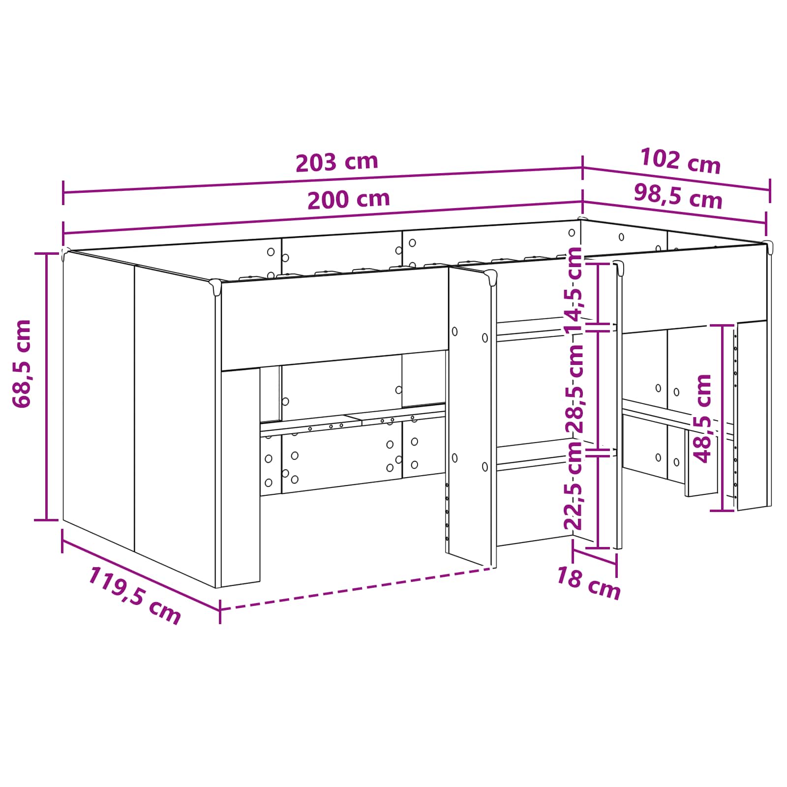 Børns høje sengestel 2 pcs Sort eg 98,5 x 200 cm
