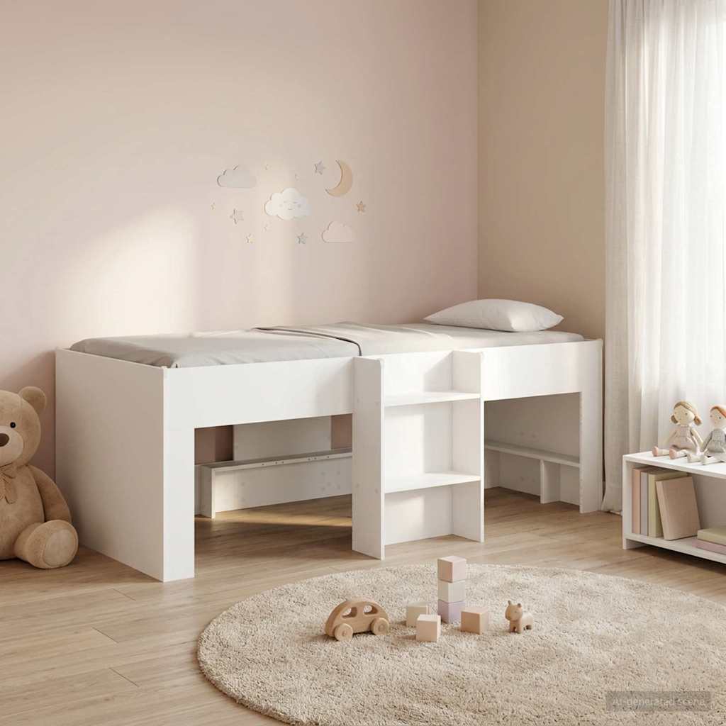 Børns høje sengestel 2 pcs Hvid 90 x 190 cm Konstrueret træ