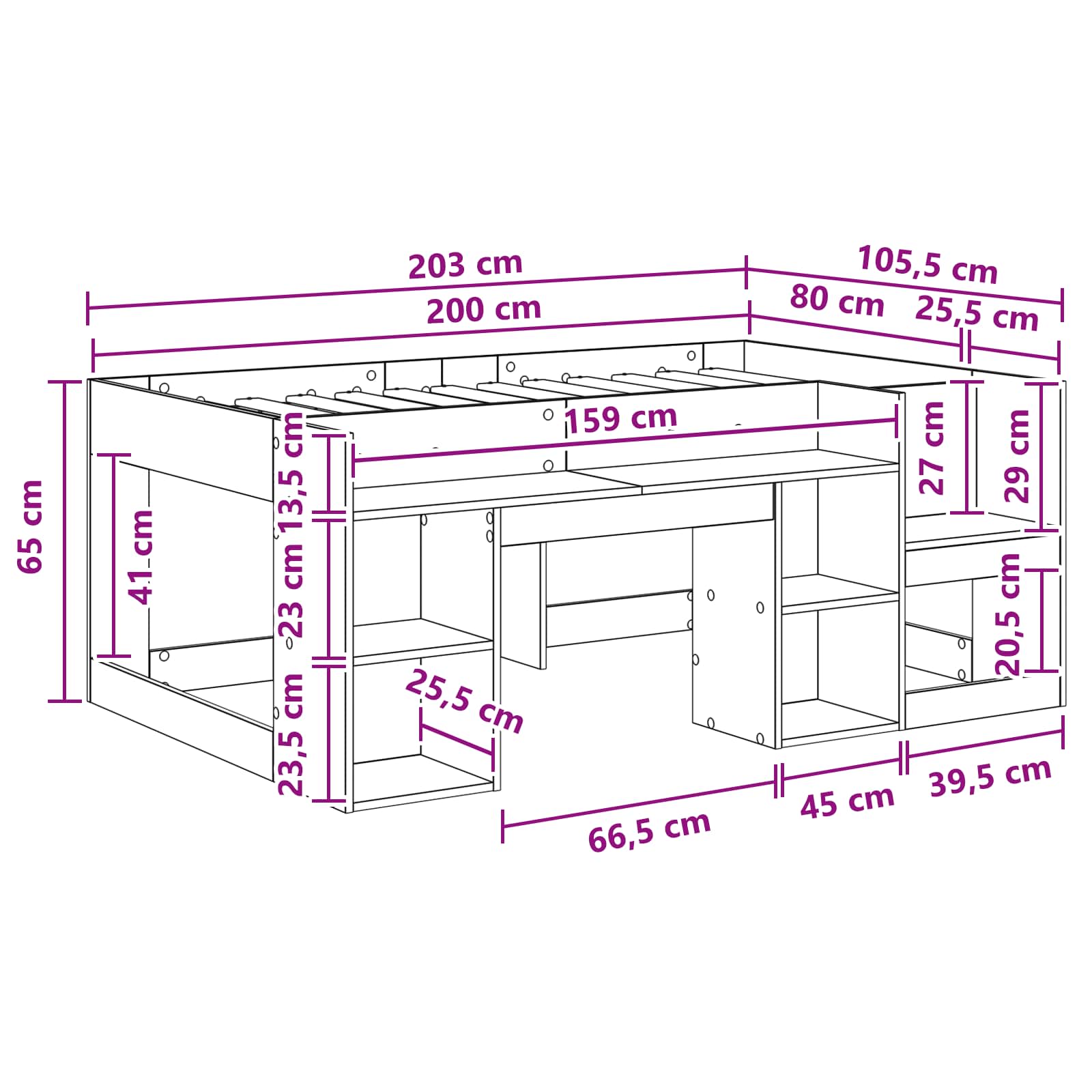 Børneseng med opbevaring Røget eg 80 x 200 cm Konstrueret træ