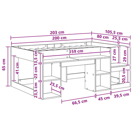 Børneseng med opbevaring Grå Sonoma 80 x 200 cm Konstrueret træ