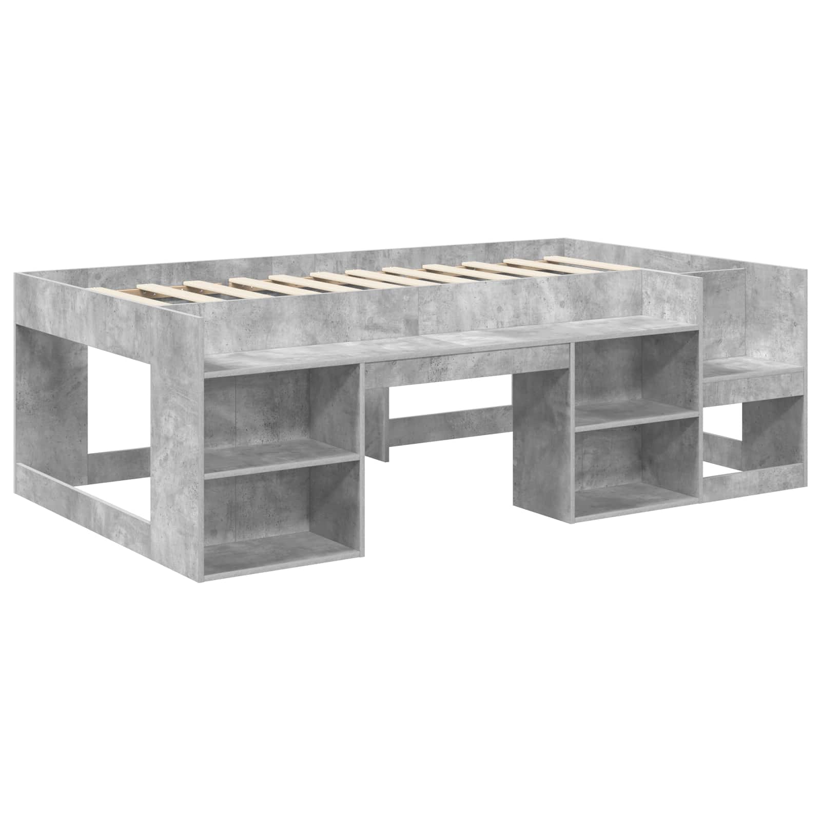 Børneseng med opbevaring Betongrå 90 x 200 cm Konstrueret træ