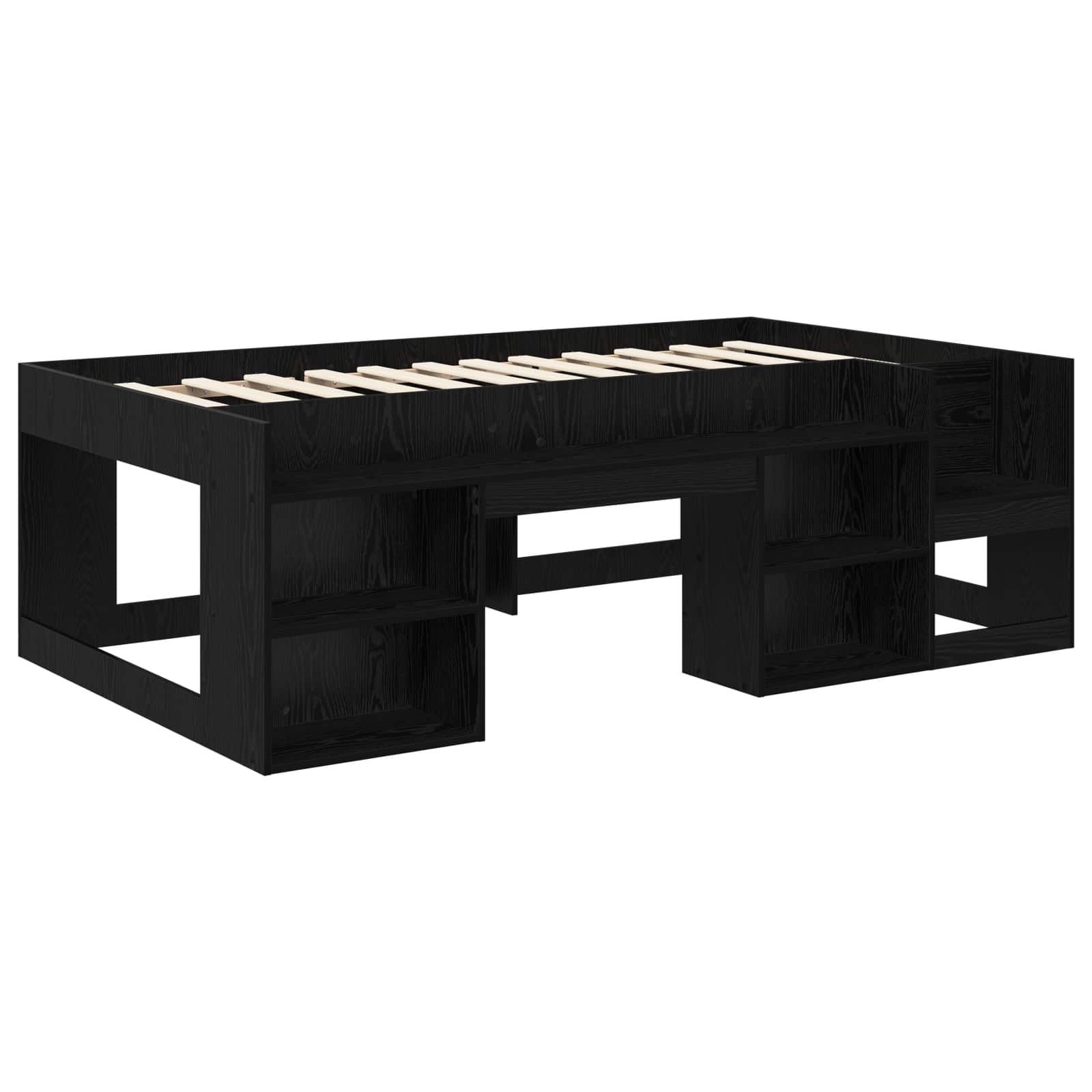 Børneseng med opbevaring Sort eg 90 x 190 cm Konstrueret træ