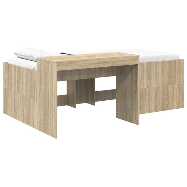 Børneseng med skrivebord Sonoma-eg 80 x 200 cm Konstrueret træ