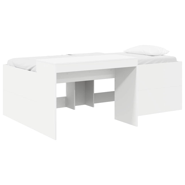 Børneseng med skrivebord Hvid 90 x 200 cm Konstrueret træ