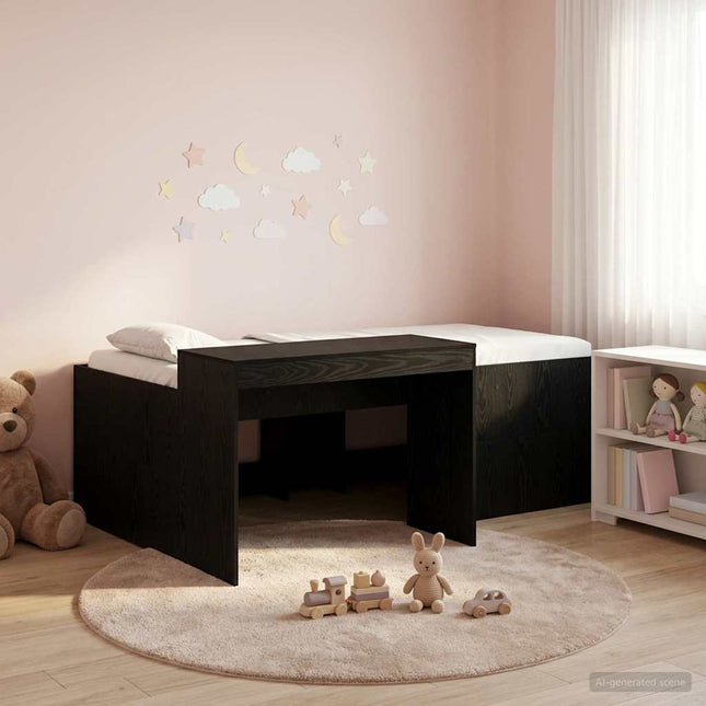 Børneseng med skrivebord Sort 90 x 200 cm Konstrueret træ