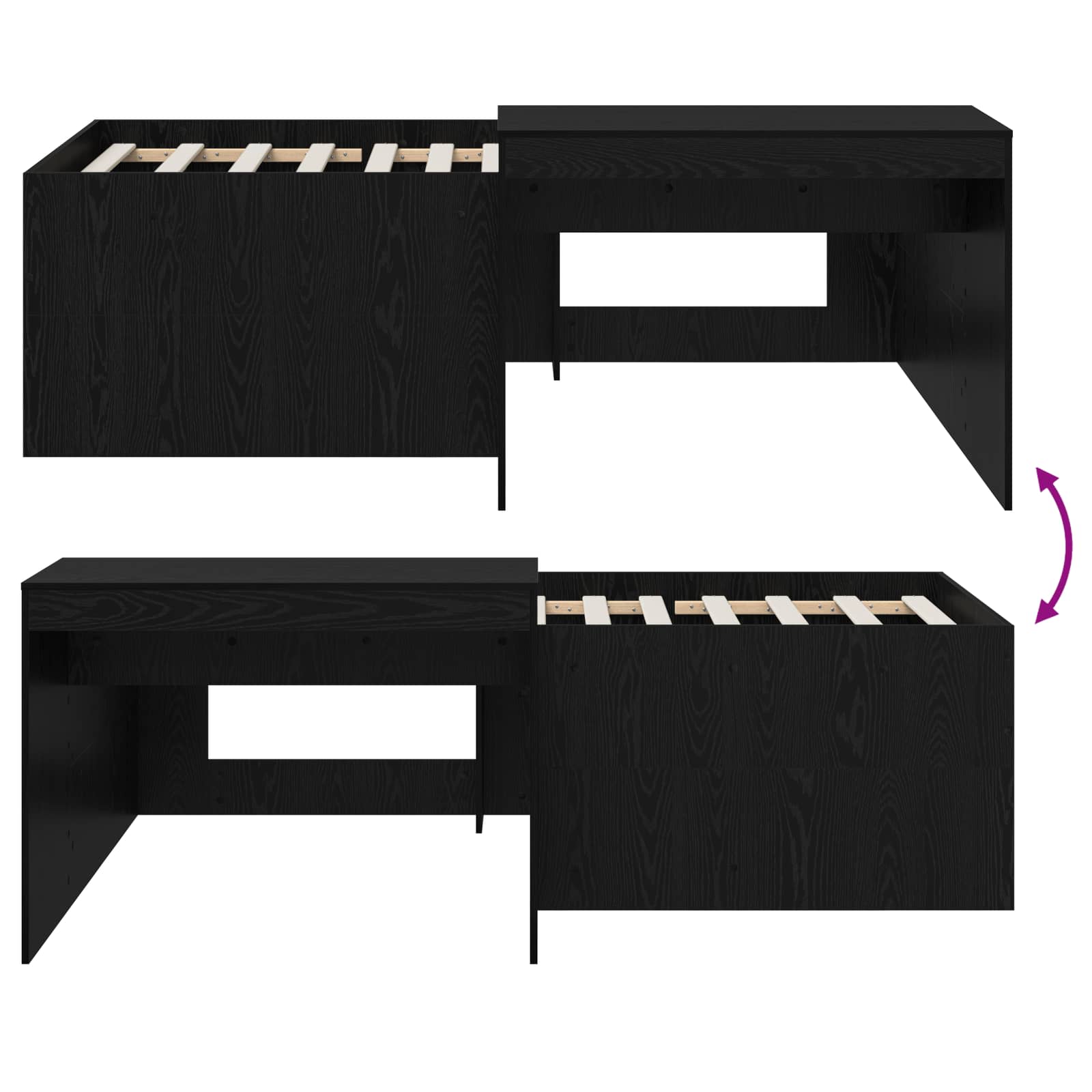 Børneseng med skrivebord Sort 90 x 200 cm Konstrueret træ