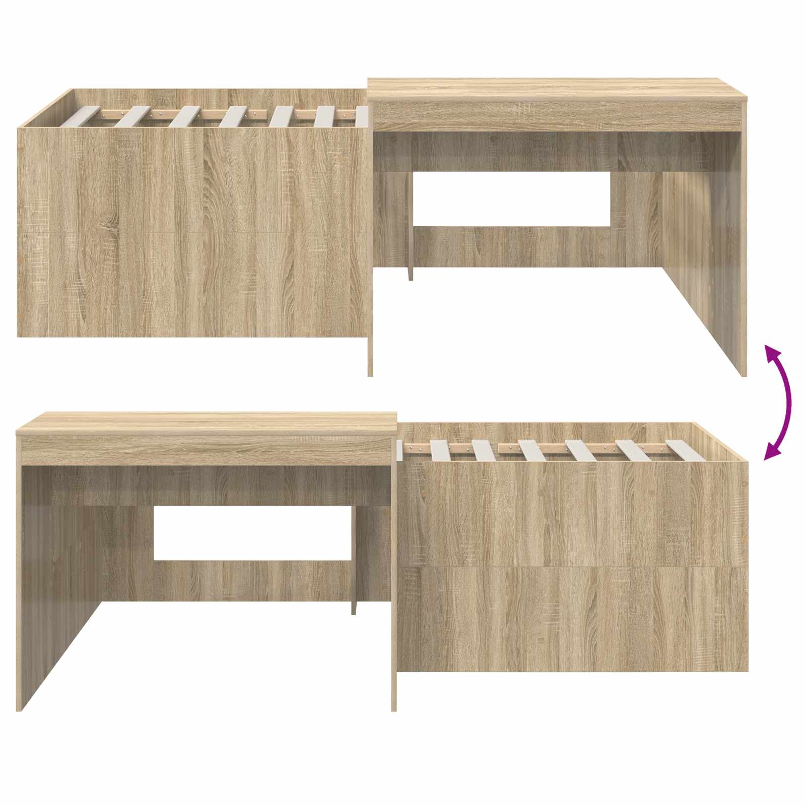 Børneseng med skrivebord Sonoma-eg 90 x 200 cm Konstrueret træ