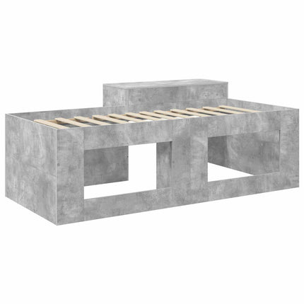 Børneseng med skrivebord Betongrå 90 x 200 cm Konstrueret træ