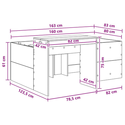 Børneseng med skrivebord Hvid 80 x 160 cm Konstrueret træ