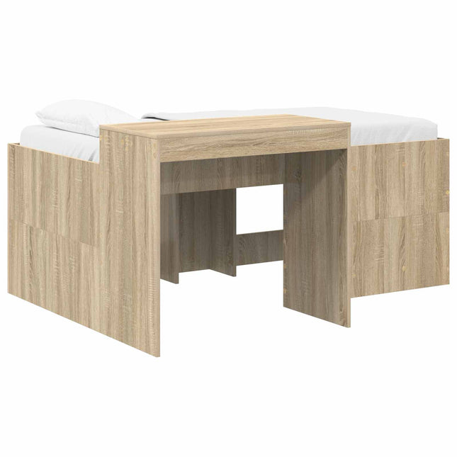 Børneseng med skrivebord Sonoma-eg 80 x 160 cm Konstrueret træ