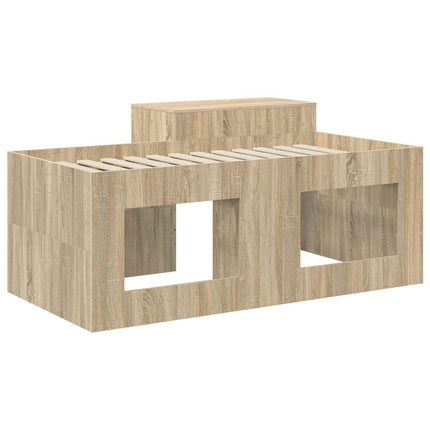 Børneseng med skrivebord Sonoma-eg 80 x 160 cm Konstrueret træ
