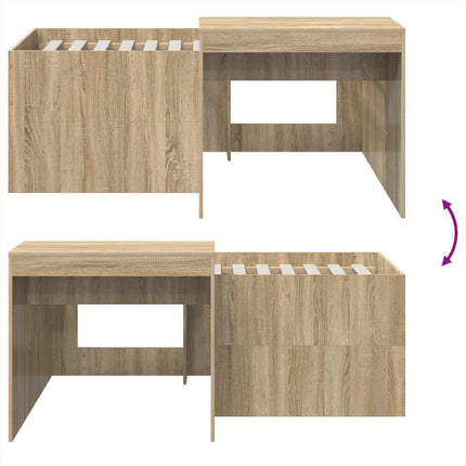 Børneseng med skrivebord Sonoma-eg 80 x 160 cm Konstrueret træ