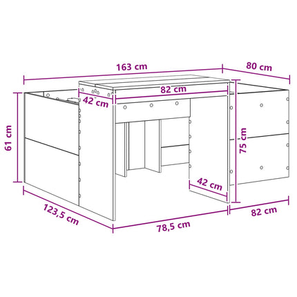 Børneseng med skrivebord Sonoma-eg 80 x 160 cm Konstrueret træ