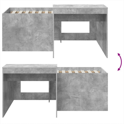 Børneseng med skrivebord Betongrå 80 x 160 cm Konstrueret træ