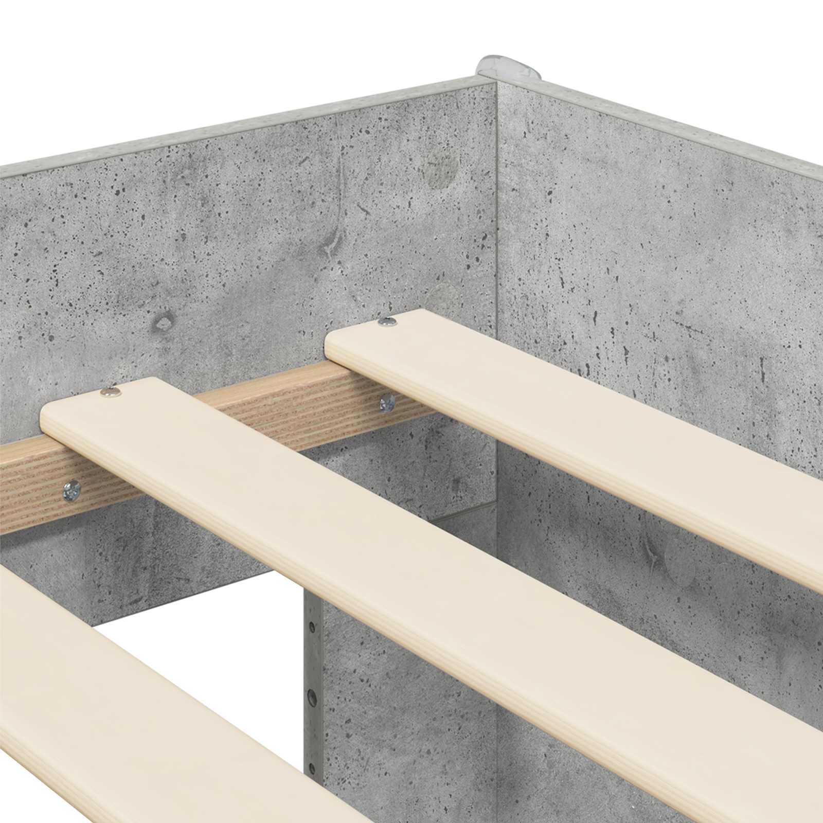 Børneseng med skrivebord Betongrå Konstrueret træ