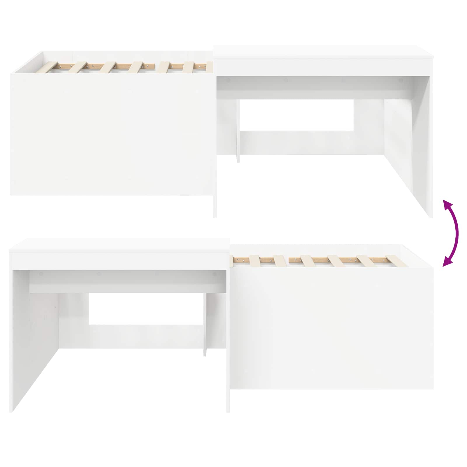 Børneseng med skrivebord Hvid 75 x 190 cm Konstrueret træ