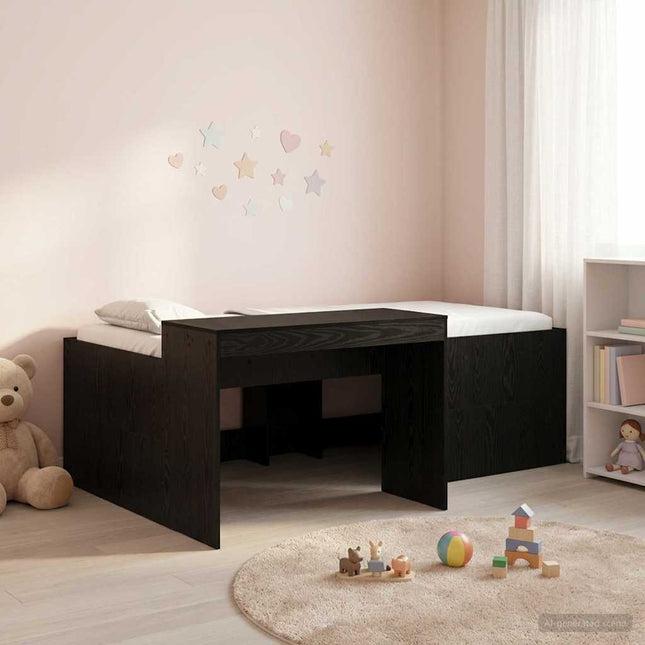 Børneseng med skrivebord Sort 75 x 190 cm Konstrueret træ