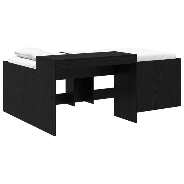 Børneseng med skrivebord Sort 75 x 190 cm Konstrueret træ