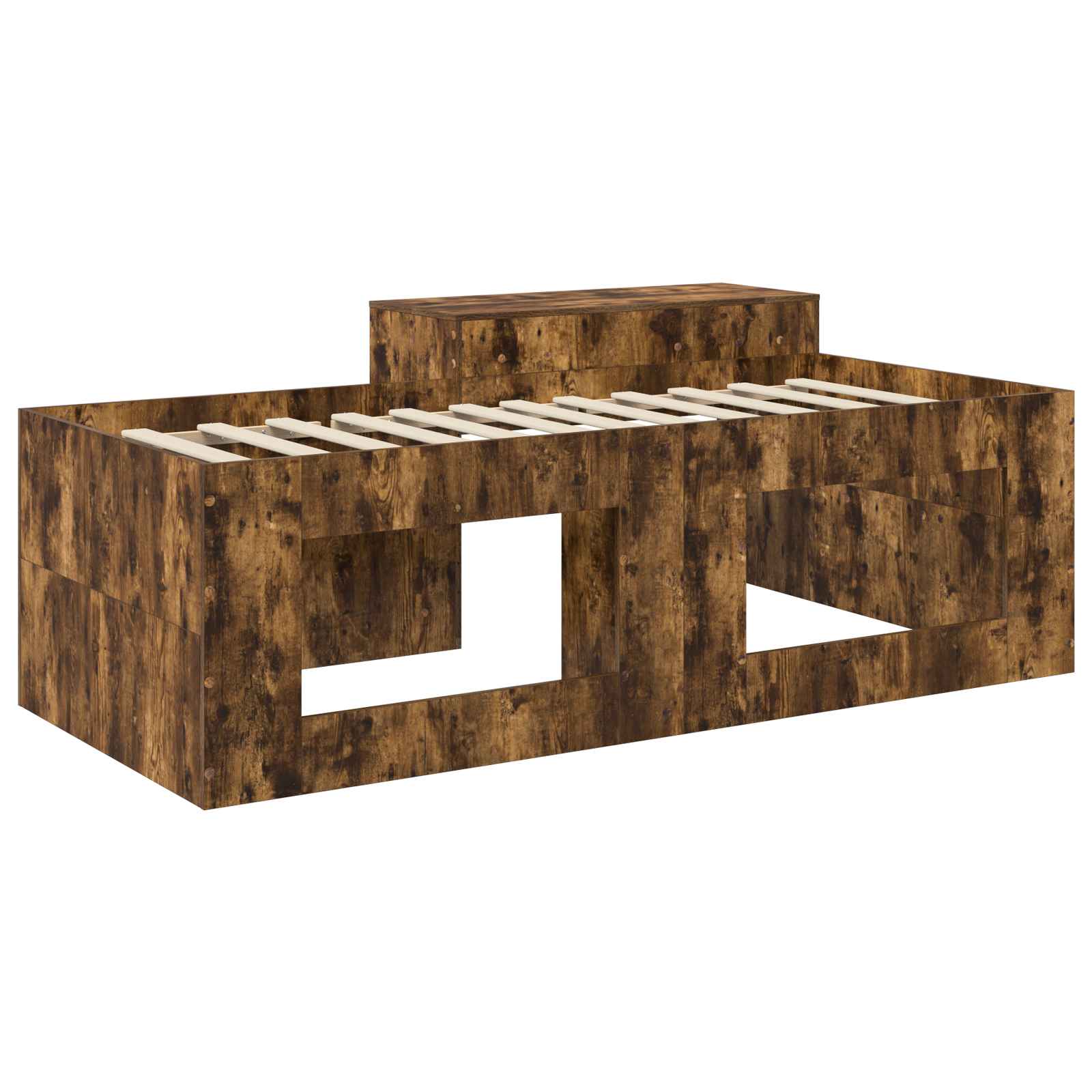 Børneseng med skrivebord Røget eg 75 x 190 cm Konstrueret træ