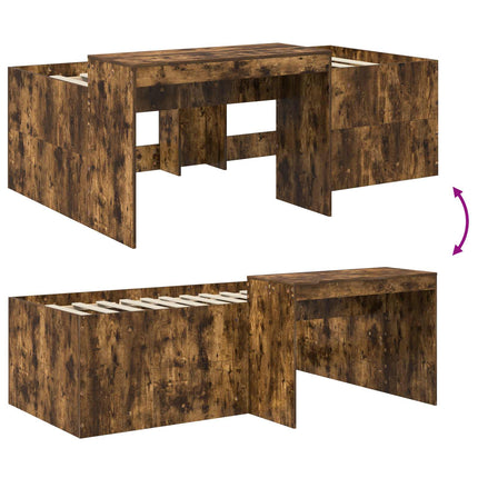 Børneseng med skrivebord Røget eg 75 x 190 cm Konstrueret træ