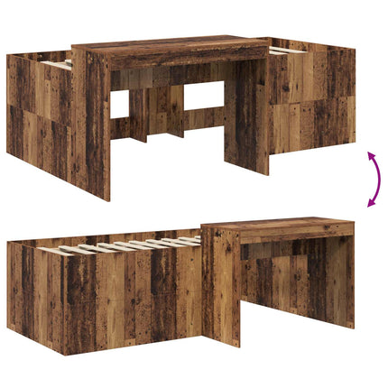 Børneseng med skrivebord Gammelt træ 75 x 190 cm