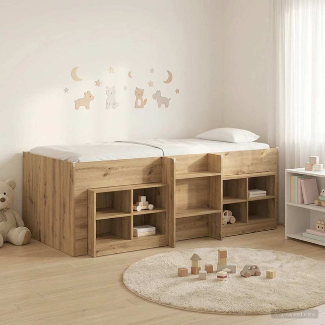 Loft seng ramme med skab 3 stk. Artisan-eg Konstrueret træ
