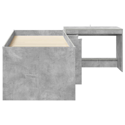 Sengestel med Skrivebord 2 stk. Betongrå Konstrueret træ