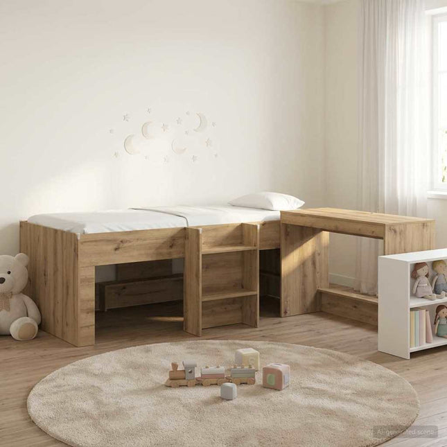 Børneseng med skrivebord 2 stk. Artisan-eg Konstrueret træ