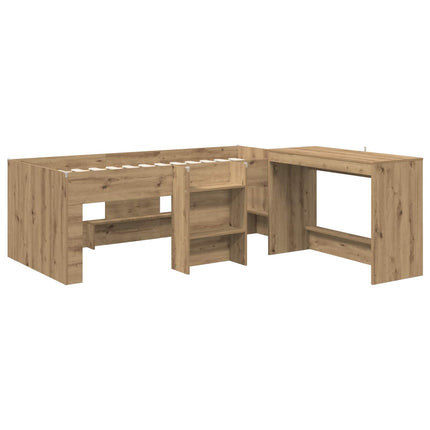 Sengestel med Skrivebord 2 stk. Artisan-eg Konstrueret træ