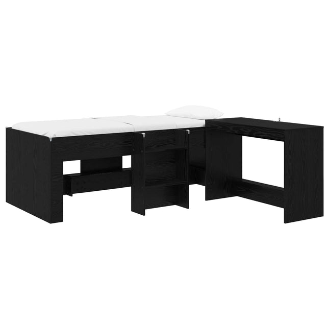 Børneseng med skrivebord Sort eg 90 x 190 cm Konstrueret træ