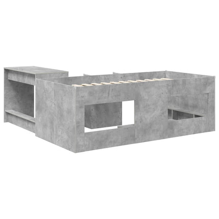 Børneseng med skrivebord Betongrå 75 x 190 cm Konstrueret træ