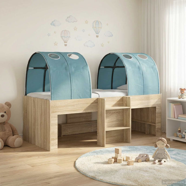 Kids'høj seng med tunnel Sonoma-eg og lyseblå Konstrueret træ